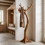Lunareth Sculpted Solid Wood Tree Coat Rack Teak - Timberustic Tree Coat Rack
