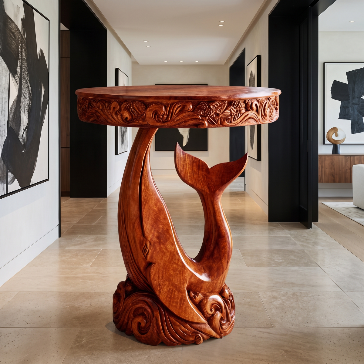 Maravyn Handcrafted Solid Wood Pedestal Stand Mahogany - Timberustic Pedestal Stand