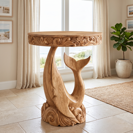 Maravyn Handcrafted Solid Wood Pedestal Stand Natural Oak - Timberustic Pedestal Stand