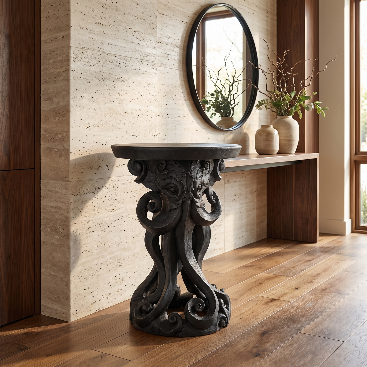 Morvessa Handcrafted Octopus Pedestal Stand Black - Timberustic Pedestal Stand
