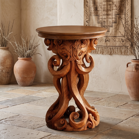 Morvessa Handcrafted Octopus Pedestal Stand Brown - Timberustic Pedestal Stand