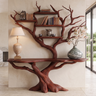 Myrrion Sculpted Solid Wood Console Table with Shelves Mahogany - Timberustic Console Table with Shelves