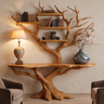 Myrrion Sculpted Solid Wood Console Table with Shelves Teak - Timberustic Console Table with Shelves