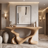 Mythrion Sculpted Solid Wood Console Table Natural Oak - Timberustic Console Table