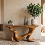 Mythrion Sculpted Solid Wood Console Table Teak - Timberustic Console Table