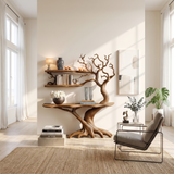 Nerithra Sculpted Solid Wood Console Table with Shelves Brown - Timberustic Console Table with Shelves