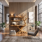 Nerithra Sculpted Solid Wood Console Table with Shelves Teak - Timberustic Console Table with Shelves