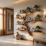 Nightbloom Handcrafted Solid Wood Floating Tree Bookshelf Brown - Timberustic Floating Tree Bookshelf