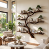 Nightbloom Handcrafted Solid Wood Floating Tree Bookshelf Dark Walnut - Timberustic Floating Tree Bookshelf