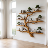 Nightbloom Handcrafted Solid Wood Floating Tree Bookshelf Teak - Timberustic Floating Tree Bookshelf