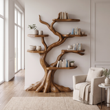 Nightbriar Handcrafted Solid Wood Tree Bookshelf Brown - Timberustic Tree Bookshelf