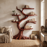 Nightbriar Handcrafted Solid Wood Tree Bookshelf Mahogany - Timberustic Tree Bookshelf
