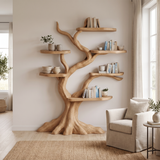 Nightbriar Handcrafted Solid Wood Tree Bookshelf Natural Oak - Timberustic Tree Bookshelf