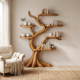 Nightbriar Handcrafted Solid Wood Tree Bookshelf Teak - Timberustic Tree Bookshelf