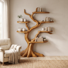 Nightbriar Handcrafted Solid Wood Tree Bookshelf Teak - Timberustic Tree Bookshelf