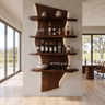 Norvayne Live Edge Solid Wood Floating Wine Shelf SPA290556 Dark Walnut - Timberustic Floating Wine Shelf
