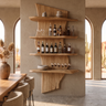 Norvayne Live Edge Solid Wood Floating Wine Shelf SPA290556 Natural Oak - Timberustic Floating Wine Shelf