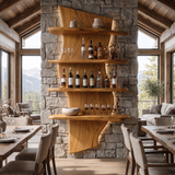 Norvayne Live Edge Solid Wood Floating Wine Shelf SPA290556 Teak - Timberustic Floating Wine Shelf