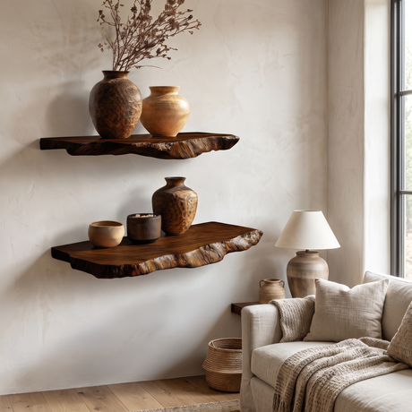 Norvella Live Edge Solid Wood Floating Shelf SPA583831 Dark Walnut - Timberustic Floating Shelf