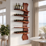 Norveth Live Edge Solid Wood Floating Wine Shelf SPA395873 Mahogany - Timberustic Floating Wine Shelf