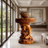 Noryth Handcrafted Solid Wood Pedestal Stand Brown - Timberustic Pedestal Stand