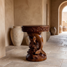 Noryth Handcrafted Solid Wood Pedestal Stand Dark Walnut - Timberustic Pedestal Stand