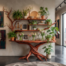 Nythera Sculpted Solid Wood Console Table with Shelves Mahogany - Timberustic Console Table with Shelves