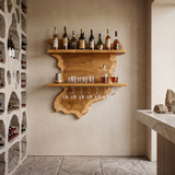 Oakmere Live Edge Solid Wood Floating Wine Shelf SPA912481 Teak - Timberustic Floating Wine Shelf