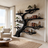 Oakspire Handcrafted Solid Wood Tree Bookshelf Black - Timberustic Tree Bookshelf