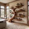 Oakspire Handcrafted Solid Wood Tree Bookshelf Brown - Timberustic Tree Bookshelf