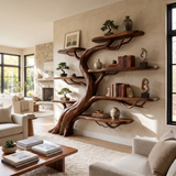 Oakspire Handcrafted Solid Wood Tree Bookshelf Dark Walnut - Timberustic Tree Bookshelf