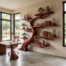 Oakspire Handcrafted Solid Wood Tree Bookshelf Mahogany - Timberustic Tree Bookshelf