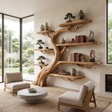 Oakspire Handcrafted Solid Wood Tree Bookshelf Natural Oak - Timberustic Tree Bookshelf