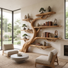 Oakspire Handcrafted Solid Wood Tree Bookshelf Natural Oak - Timberustic Tree Bookshelf