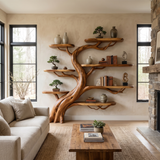 Oakspire Handcrafted Solid Wood Tree Bookshelf Teak - Timberustic Tree Bookshelf