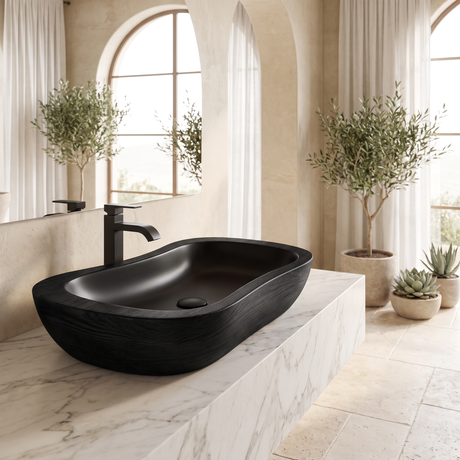 Obsidian Cove Handcrafted Solid Wood Vessel Sink Black - Timberustic Vessel Sinks