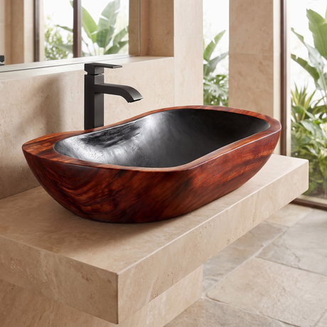 Obsidian Cove Handcrafted Solid Wood Vessel Sink Mahogany - Timberustic Vessel Sinks