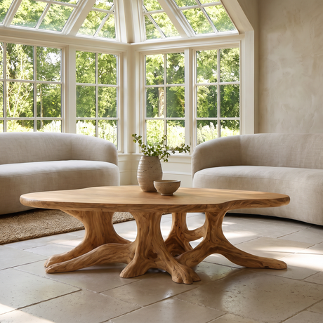 Olivareth Handcrafted Solid Wood Coffee Table Natural Oak - Timberustic Coffee Table