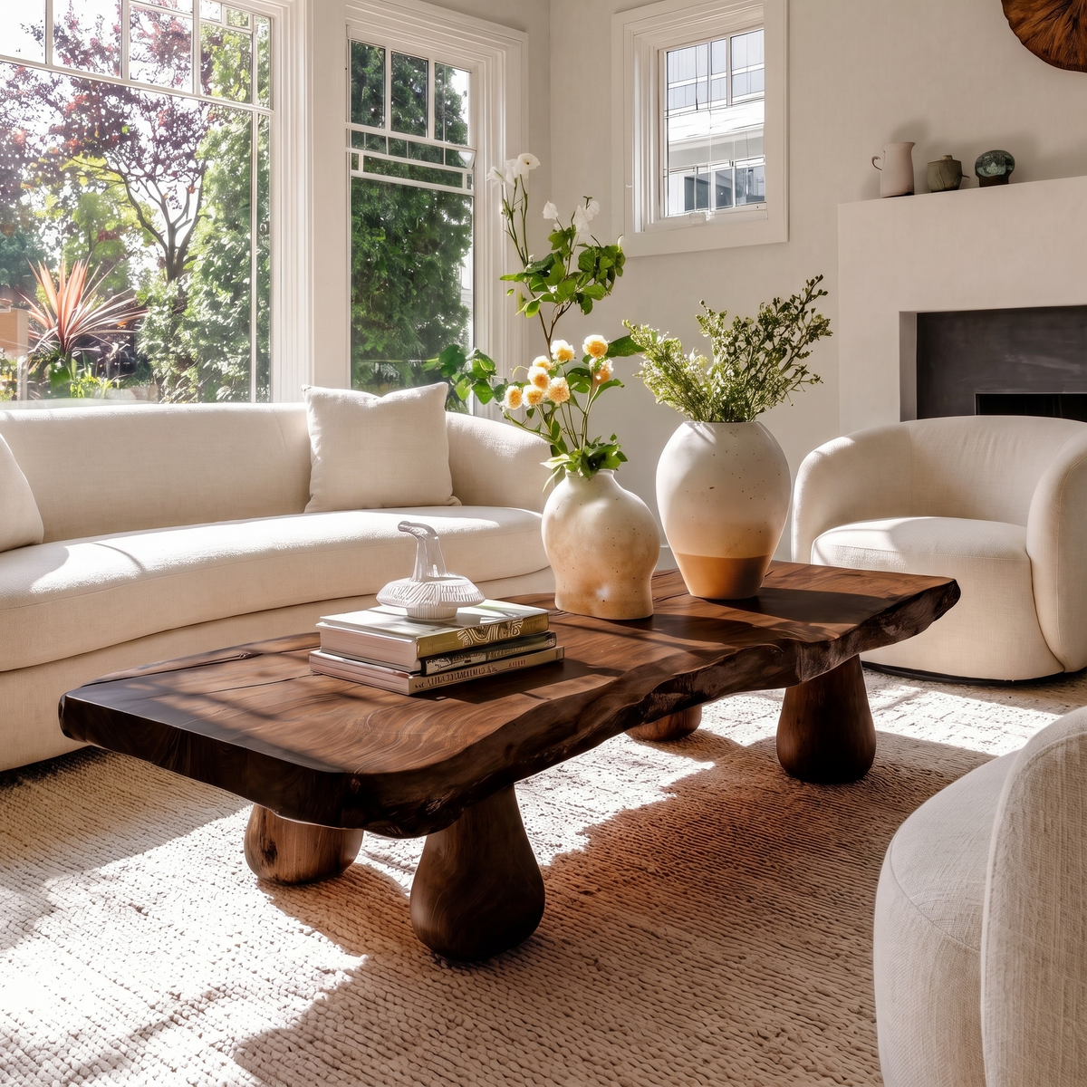 Organic Modern Solid Wood Coffee Table Dark Walnut - TimbeRustic Coffee Table