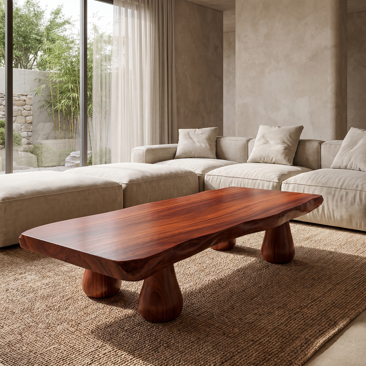 Organic Modern Solid Wood Coffee Table Mahogany - TimbeRustic Coffee Table