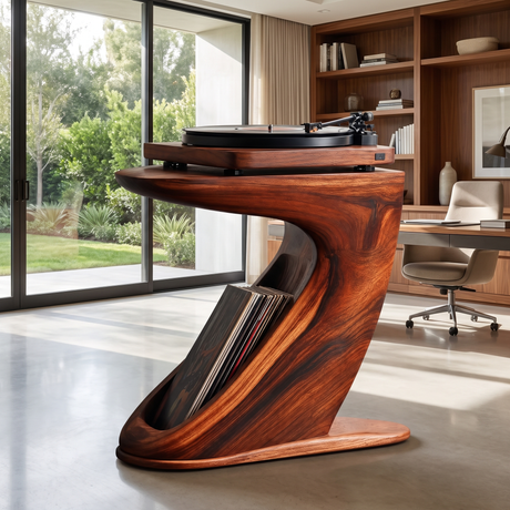 Orivane Handcrafted Solid Wood Record Player Stand Mahogany - Timberustic Record Player Stand With Storage