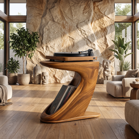 Orivane Handcrafted Solid Wood Record Player Stand Teak - Timberustic Record Player Stand With Storage