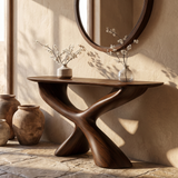 Orivane Sculpted Solid Wood Console Table Dark Walnut - Timberustic Console Table