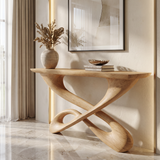 Orlathen Sculpted Solid Wood Console Table Natural Oak - Timberustic Console Table