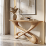 Orlathen Sculpted Solid Wood Console Table Natural Oak - Timberustic Console Table