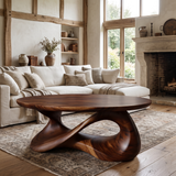 Orlessa Sculpted Solid Wood Coffee Table Dark Walnut - Timberustic Coffee Table
