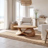Orlessa Sculpted Solid Wood Coffee Table Natural Oak - Timberustic Coffee Table