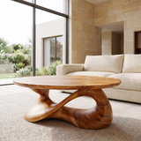Orlessa Sculpted Solid Wood Coffee Table Teak - Timberustic Coffee Table