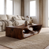 Orren Sculpted Solid Wood Coffee Table Dark Walnut - Timberustic Coffee Table
