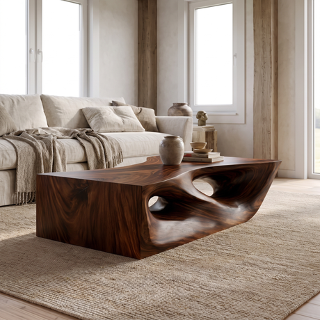 Orren Sculpted Solid Wood Coffee Table Dark Walnut - Timberustic Coffee Table